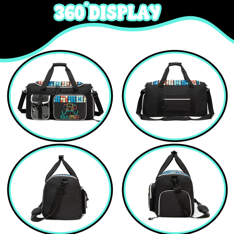 Kids Duffle Bag Boys Overnight Bag for Kids Weekender Travel Bags for Boys Sports Gym Tennis Bags with Shoe Compartment Black Diamond