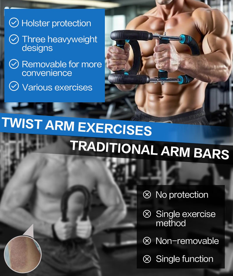 [Australia] - Twister Arm Trainer, 40-100lb Adjustable Chest Workout Equipment with 4 Spring & Training Poster, Power Twister Bar Arm Trainer, Portable Power Twister Bar, Detachable Design Fitness Anywhere 