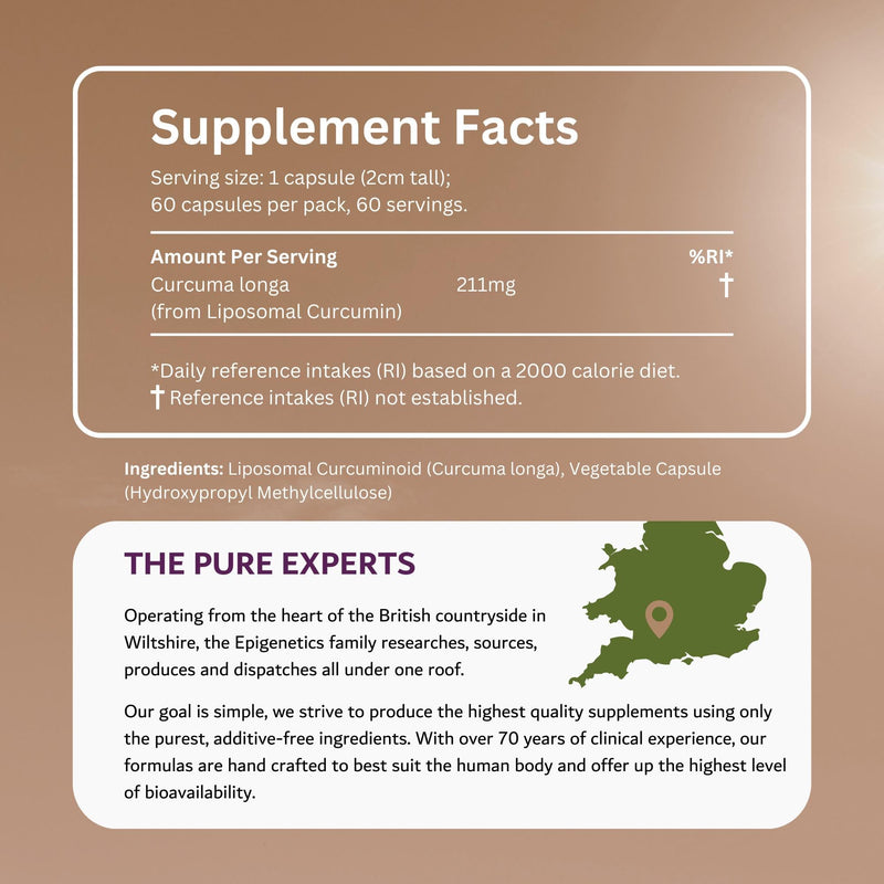 Liposomal Curcumin | High Strength 400mg per 2 Capsules. 60 Capsules, Vegan Friendly, Made in the UK by Epigenetics Supplements