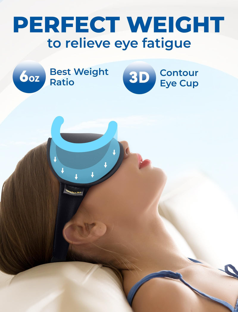 [Australia] - 3D Cooling Gel Sleep Mask for Women & Men ‚Äì 6oz Weighted Eye Mask for Sleeping, 100% Blackout, Ice Cold Gel, Migraine & Headache Relief, Eye Care, Deep Relaxation, Airplane Travel Essentials, Gift Black 