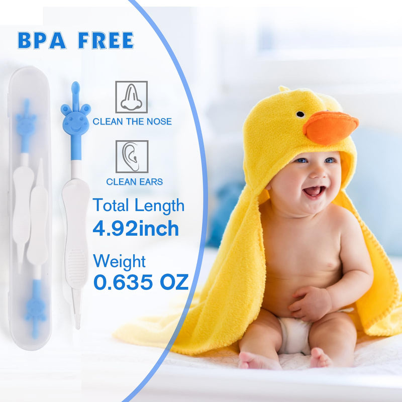 [Australia] - Baby Nose and Ear Cleaner Tool 3 in 1 Nose Cleaning Tweezers Baby Boogie Nose Picker Dual Earwax and Snot Removal Safe & Easy Infant Booger Picker for Sticky & Dried Boogers (Blue) Blue+Blue 