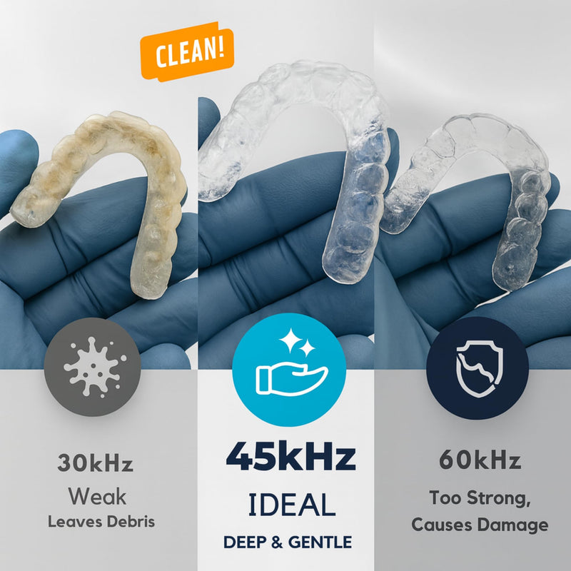 [Australia] - 45KHz Ultrasonic Retainer Cleaner Machine, 230ML UV Cleaner for Retainer, Denture, Mouth Guard, Aligner, Braces, Toothbrush & Jewelry | 3 Digital Timer Modes | Black 