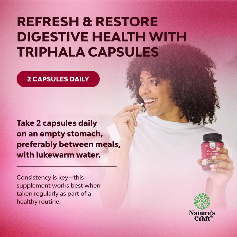 [Australia] - Digestive Triphala Capsules Organic Complex - Organic Triphala Colon Cleanser & Detox Digestive Health Supplement - Ayurvedic Complex for Gas Bloating & Constipation Relief for Women & Men (2 Months) 120 Count (Pack of 1) 