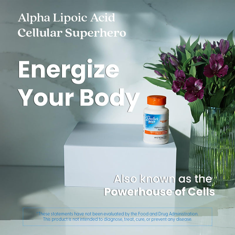 [Australia] - Doctor's Best Alpha-Lipoic Acid 300, Supports Antioxidant Function & Glycemic Balances, Non-GMO, Gluten Free, Vegan, Soy Free, 300 mg, 180 Veggie Caps 180 Count (Pack of 1) 