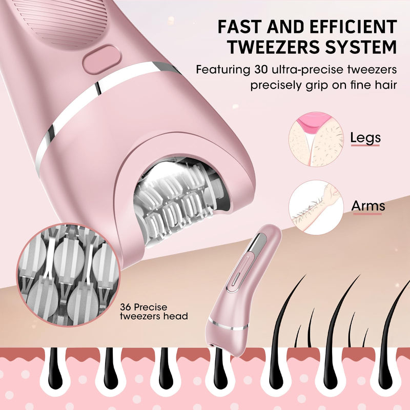 [Australia] - Electric Shavers for Women, 7 in 1 Hair Removal Kit with Epilator Bikini Trimmer Face Razor Body Brush Face Massager Foot Callus Remover, IPX7 Waterproof Lady Razors Set for Legs Armpit Bikini Pubic Pink 