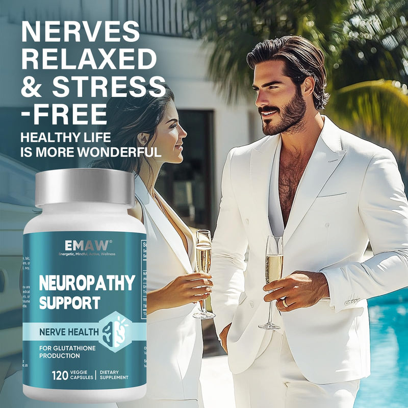 Nerve Savior for Neuropathy, 120 Capsules with 600mg Alpha Lipoic Acid, Benfotiamine & B12, for Discomfort in Feet, Hands, Legs, Back & Neck