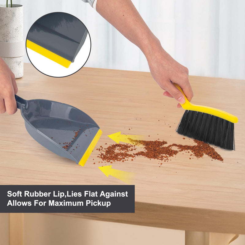 [Australia] - Dustpan and Broom Set Small,Mini Handheld Dust pan with Cleaning Brush Combo for Home Desktop, Sofa, Pet Care Household Bgreyyellow Mini Brush Pan 