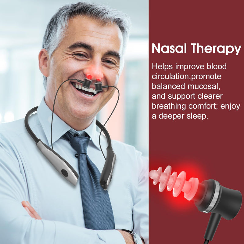 [Australia] - Tilmann Red Light Therapy for Nose and Ears, 2 in 1 Tinnitus Relief for Ringing Ears and Nasal Therapy Device, Ear and Nasal Pain Relief, 650nm, Handsfree Black 