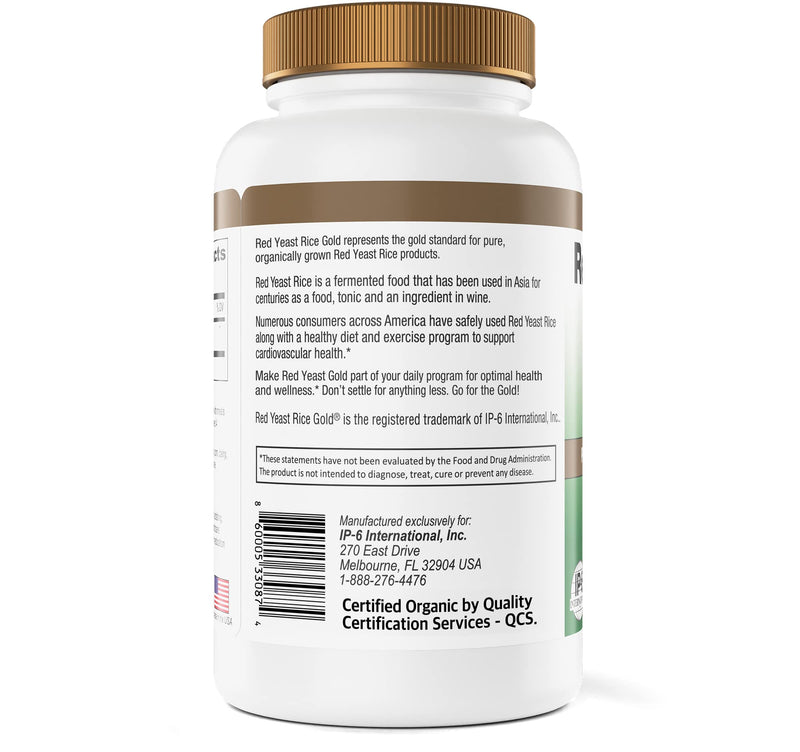 [Australia] - 600 mg of Organic Red Yeast Rice - IP6 International - 240 Veg Caps 