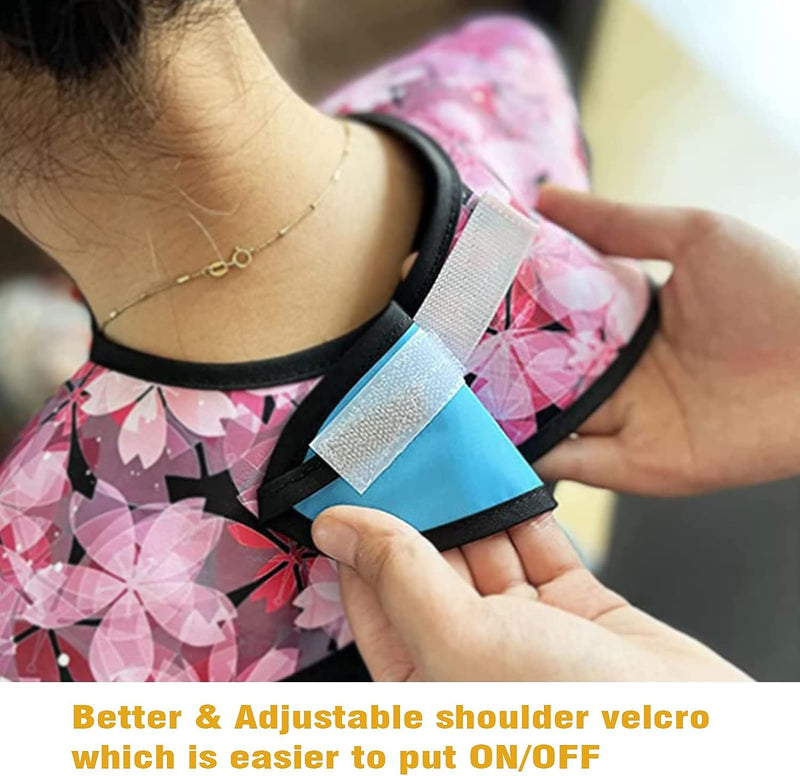 [Australia] - Adult Bibs for Women Washable Bib Reusable Waterproof Clothing Protector with Optional Crumb Catcher Pink1 Pcs 