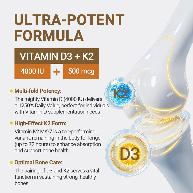 Vitamin D3 K2 Drops | Vegan D3 & K2 (MK-7) Liquid Supplement for Men & Women | Supports Bone & Immune Health | Sugar-Free, 60 ml