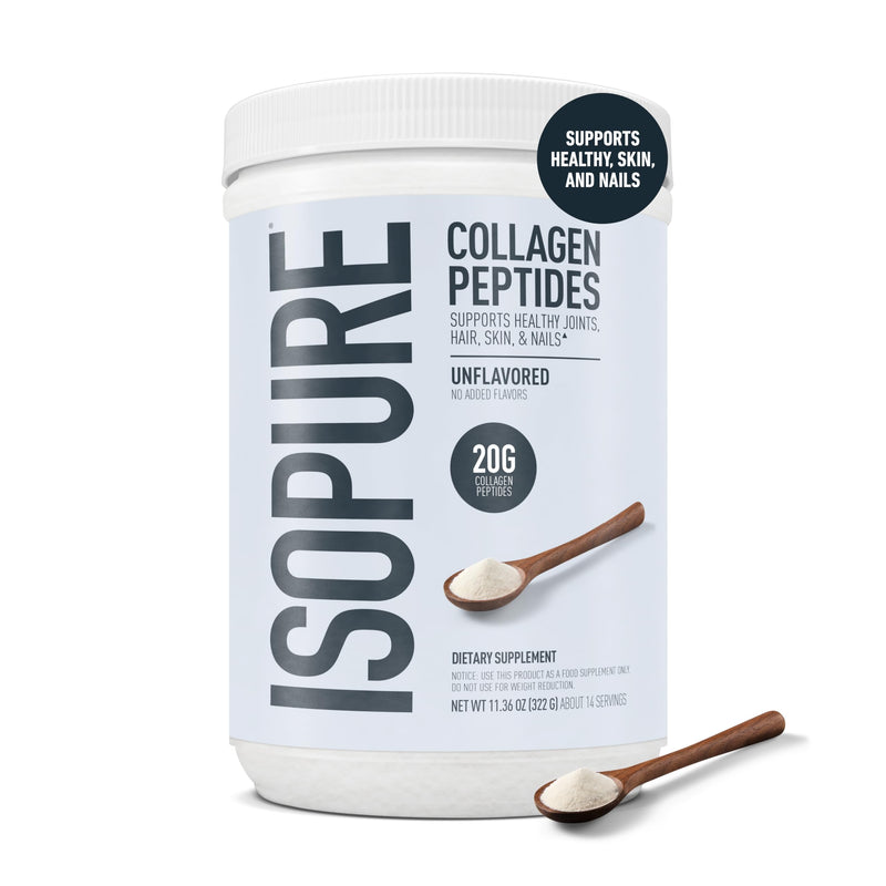 Isopure 20g Grass-Fed Collagen Peptides with Biotin + Vitamin C – Supports Skin, Hair, Nails & Joint Health – Unflavored, Keto Friendly Collagen Powder, 14 Servings 11.36 Ounce (14 Servings)