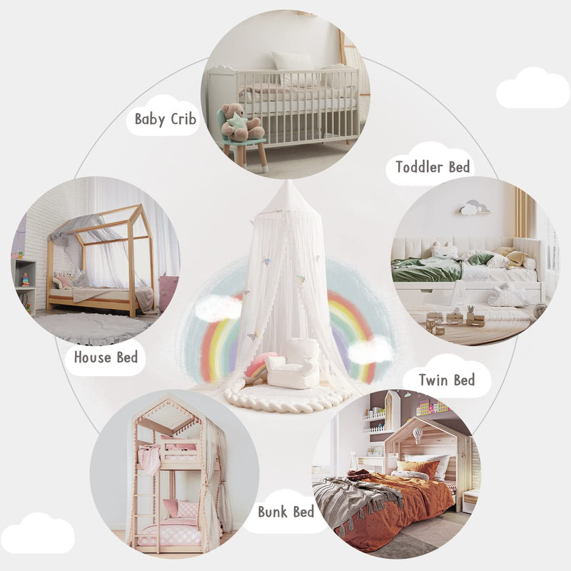 [Australia] - Kids Bed Canopy with Lace Hanging Canopy Net for Baby Crib Nook Castle Game Tent Nursery Play Room Decor (Butterfly) Butterfly 