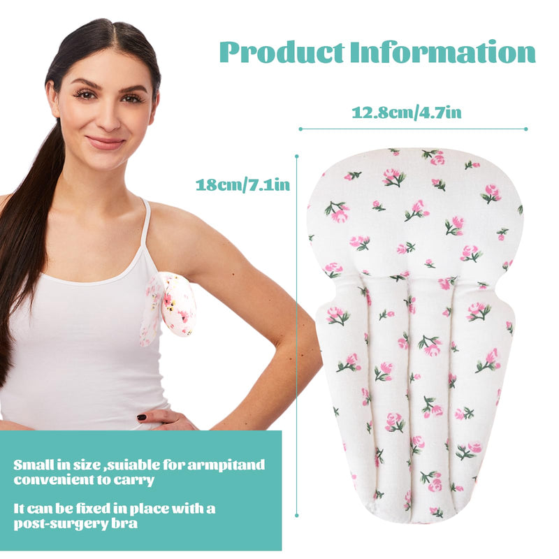 [Australia] - Lymphedema Axilla Pillow Armpit Pain Relief Mastectomy Recovery Supplies, 4PCS Cotton Lumpectomy Mastectomy Pillows Post OP Multicolor Breast Surgery Pillow (Pink Flower) Pink Flower 