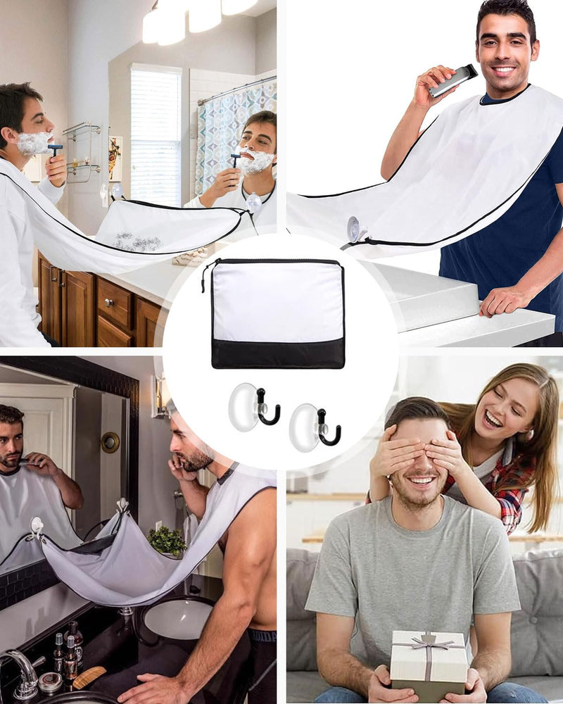 [Australia] - LOZTBUE 1 piece white beard apron for beard styling, waterproof beard bib for beard care fabric gift of the men's series 