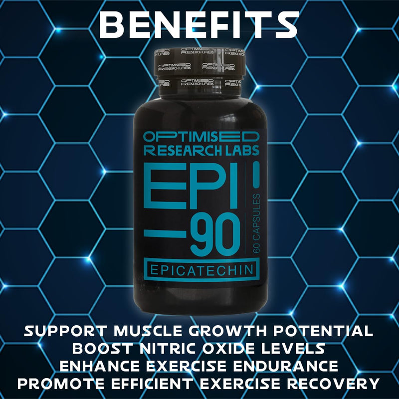 EPI – 90 Epicatechin Supplement High Strength Muscle Builder, Muscle Recovery, Increase Strength & Endurance, Antioxidant, 30 Day Supply – 150mg (-) 90% Vegan Friendly
