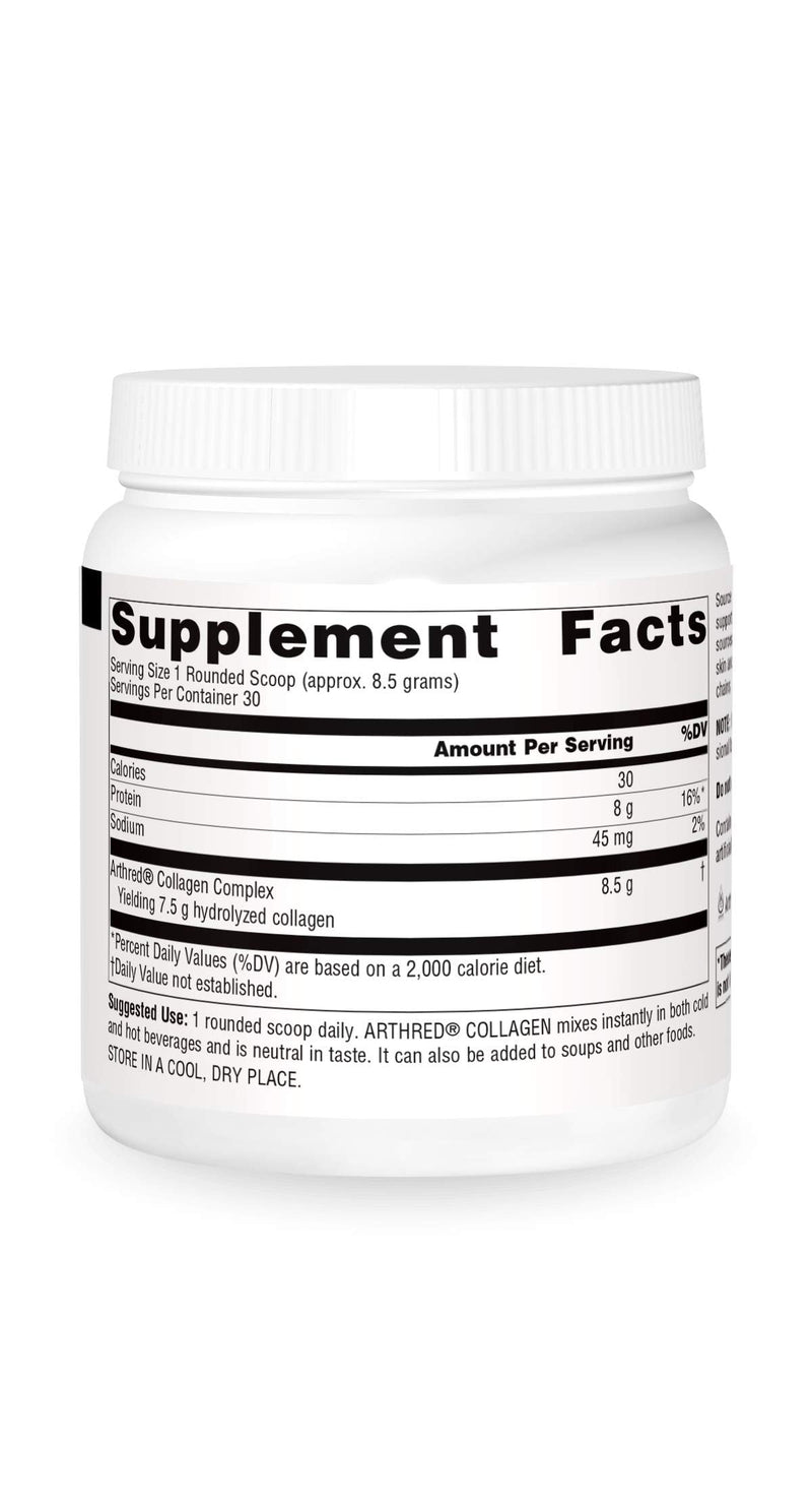 Source Naturals Arthred Collagen Protein Powder - Unflavored Quick Dissolve Hydrolyzed Peptides - Anti Aging Support For Bone, Joint & Skin Health - 9 oz (30 Servings) | Unflavored | Dissolves Quickly and Completely | Supports Healthy Skin and Joints*