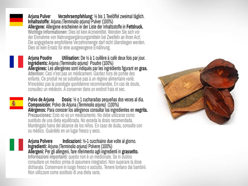 [Australia] - DR WAKDE'S Arjuna Bark Powder (Terminalia arjuna) - 500g (1.1lb) | Pure, Raw & Dried Powder | Natural Aroma and Freshness | Fine Powder | Vegan | Premium Grade | Nothing Added, Nothing Removed 