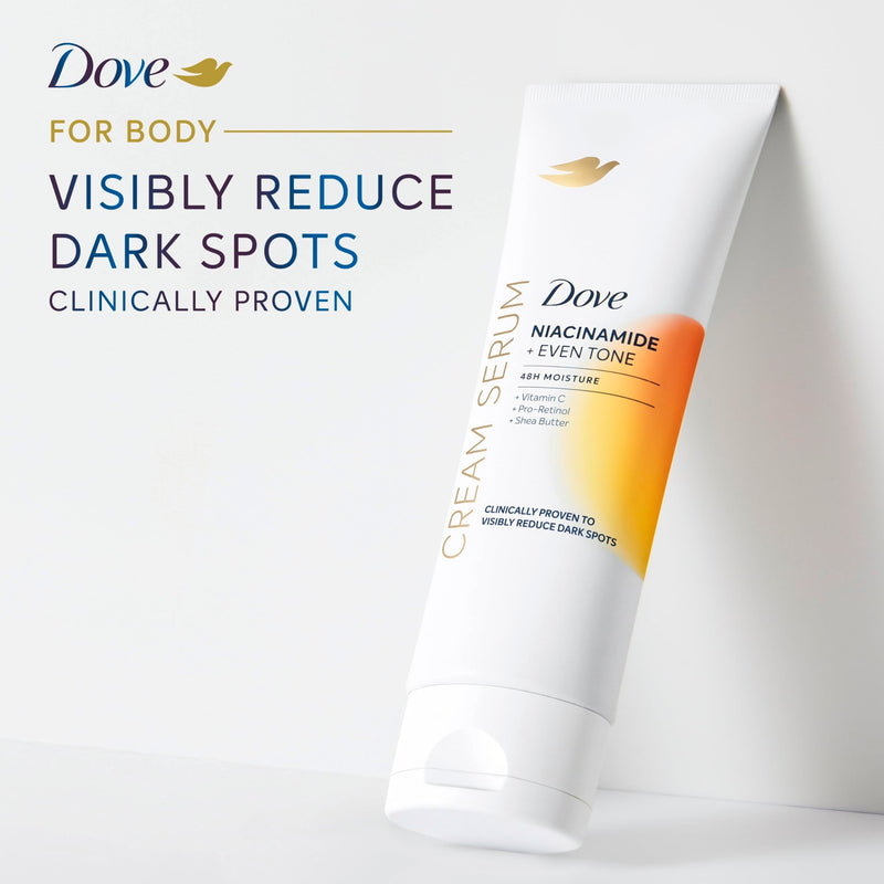 Dove Body Cream Serum Niacinamide + Even Tone for Dark Spots 8oz | Hydrating Lotion for Uneven Tone, with Vitamin C, Pro-Retinol and Shea Butter, Lightweight formula