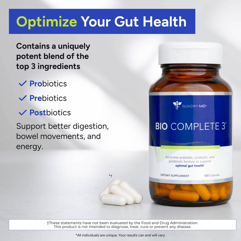 [Australia] - Gundry MD¬Æ Bio Complete 3, 3-in-1 Probiotics for Gut Health, Probiotic Supplements for Digestion, Supplement Supporting Bloating, Gas, Food Cravings, Energy Levels, Skin, and Focus, 30 Day Supply 
