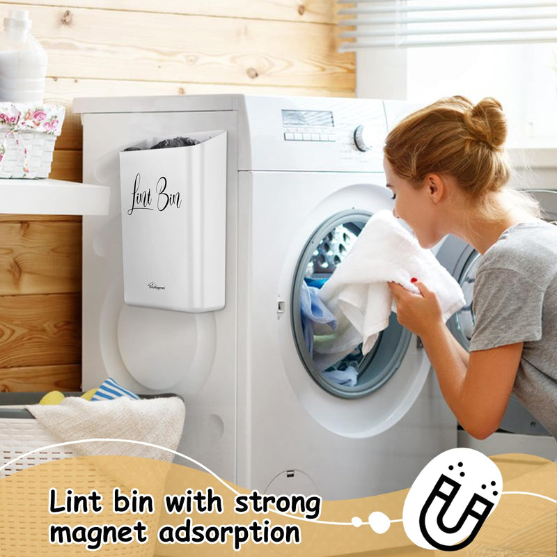 [Australia] - Sealegend Magnetic Lint Bin Lint Trash Can for Laundry Room Organization and Storage Dryer Lint Bin Decor Wall Mounted Space-Saving, Gray White 