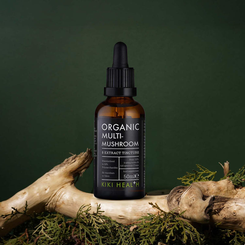 KIKI Health - Organic Multi-Mushroom Extract Tincture - 8 Mushroom Blend for Immune Support, Cognitive Clarity & Stress Resilience - Full-Spectrum Fruit Bodies & Sclerotium - 50ml