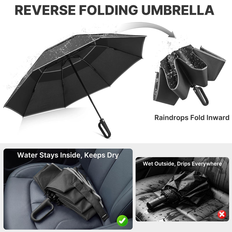 G4Free 62 Inch Windproof Inverted Umbrella + 46inch Inverted Umbrella with Carabiner Handle