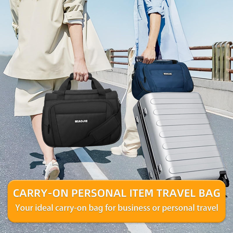 Underseat Carry On Luggage Bag, Lightweight Travel Tote Bag for Travel | Airline Approved Softside Small Personal Item Travel Bag, Bento Bag Overnight Weekender Duffle Bag for Men Women Black -16IN 16IN