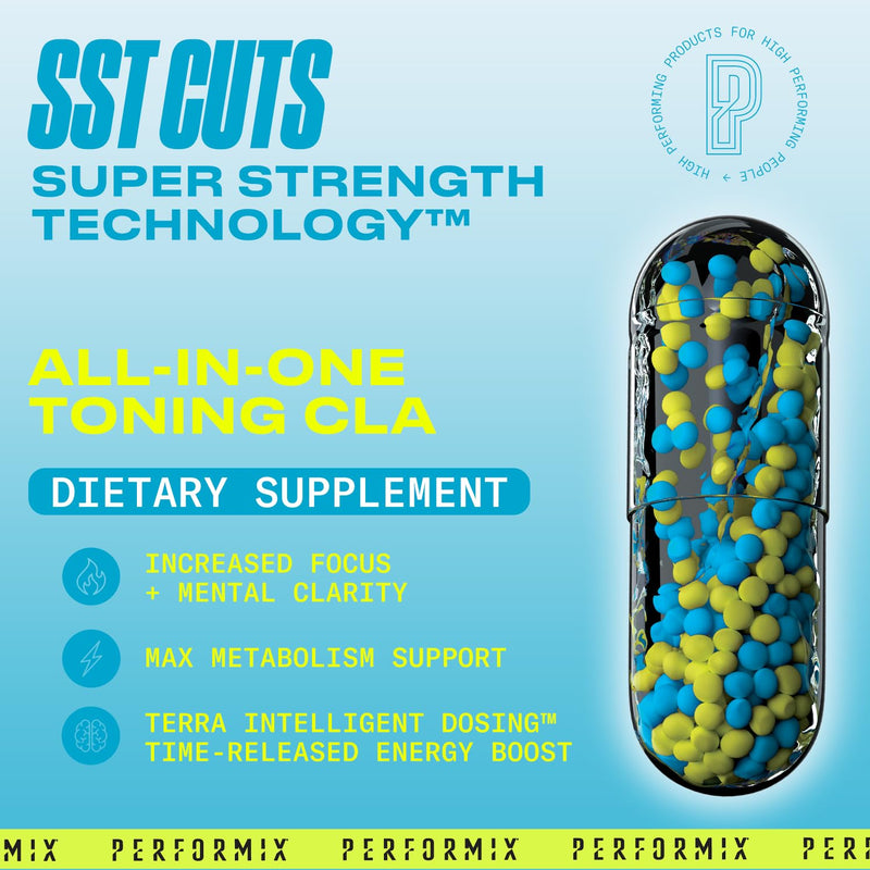 [Australia] - PERFORMIX - SST Cuts - Thermogenic with CLA - Energy, Focus & Mood - Metabolism Support - Appetite Control - Nootropic - Caffeine, Zychrome & Teacrine - Pre Workout - Men & Women - 80 Servings 