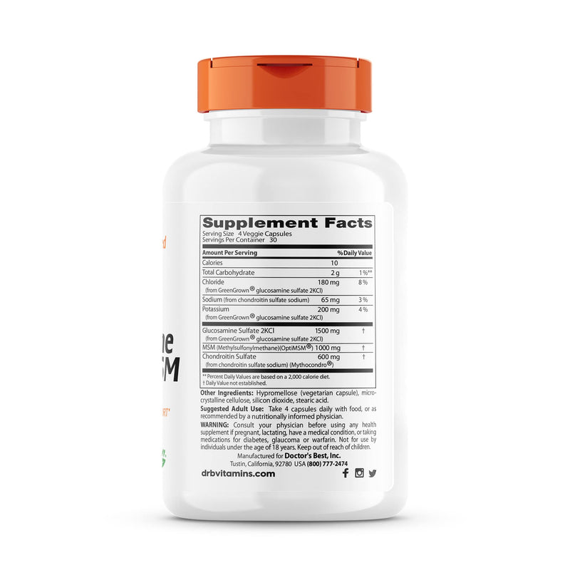 [Australia] - Doctor's Best Vegan Glucosamine Chondroitin MSM, Joint Health, Hair, Skin & Nails, Capsule,120 count 