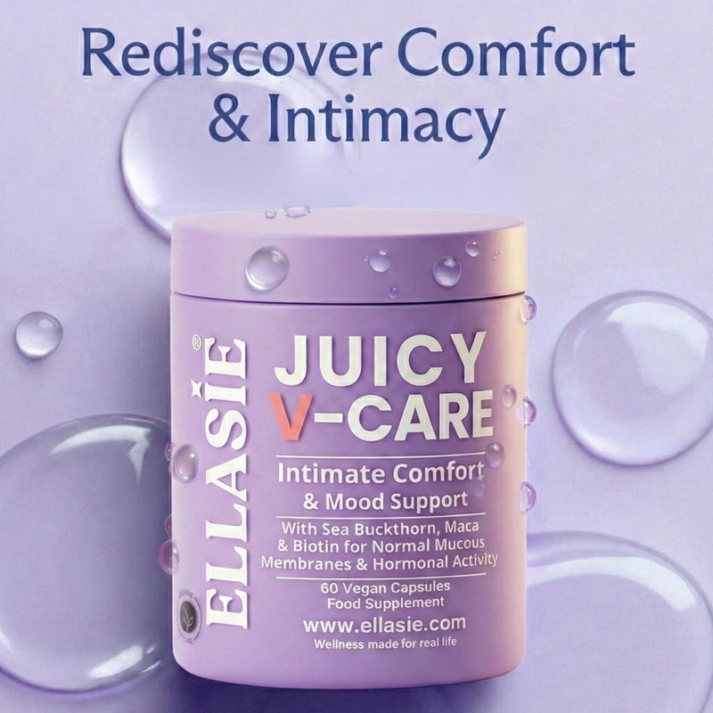 Juicy V Care Capsules Supplement Vaginal Moisture Support and Hormonal Activity Support Biotin for Normal Mucous Membranes Vitamin B6 Zinc Sea Buckthorn Maca Fenugreek Saffron 60 Vegan Caps