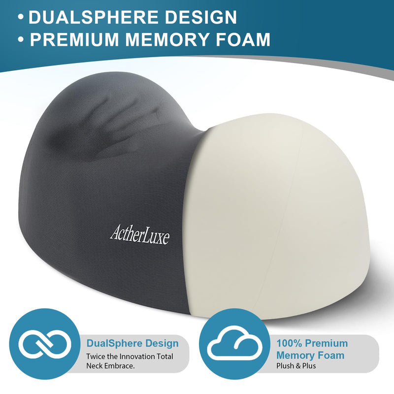 [Australia] - Small Cervical Neck Pillow,Neck Stretcher,Precisely Engineered for Neck Pain Relief,Odorless Memory Foam Pillow with Milk Silk Case,Therapeutic Neck Support Pillow for Back Sleepers Dark Gray 