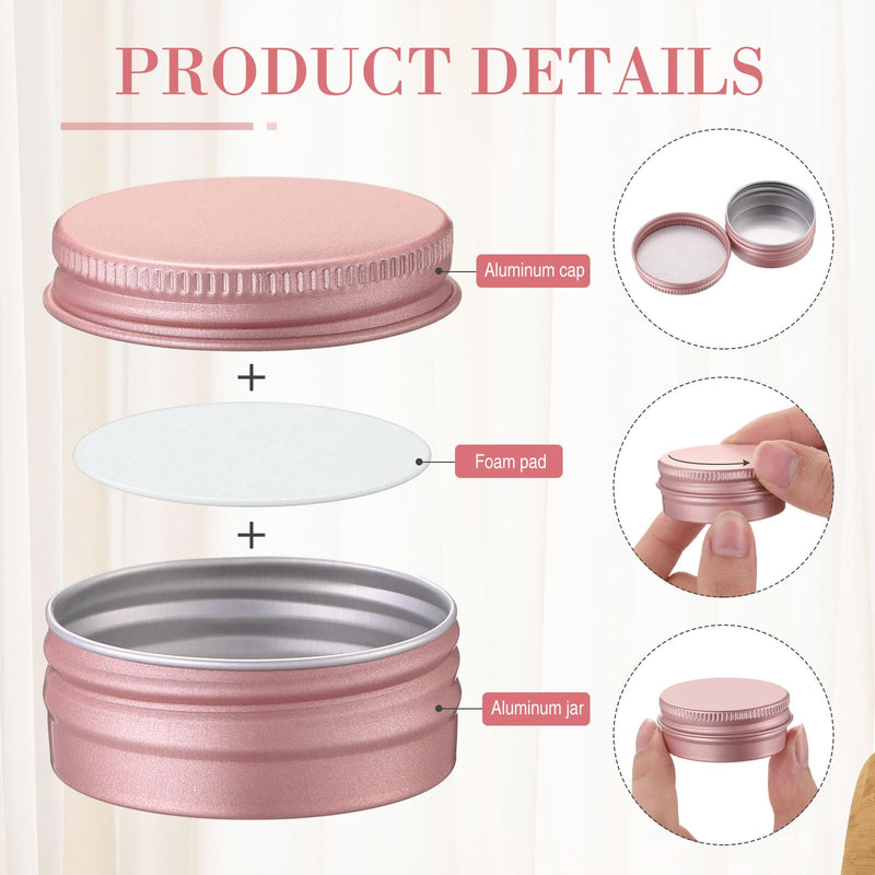 Patelai 64 Pieces Lip Balm Tin Containers Screw Top Round Tin Cans Aluminum Jar with Screw Lid, Empty Bottle Travel Cosmetic Sample Container for DIY(1 oz,Rose Gold) 1 oz Rose Gold