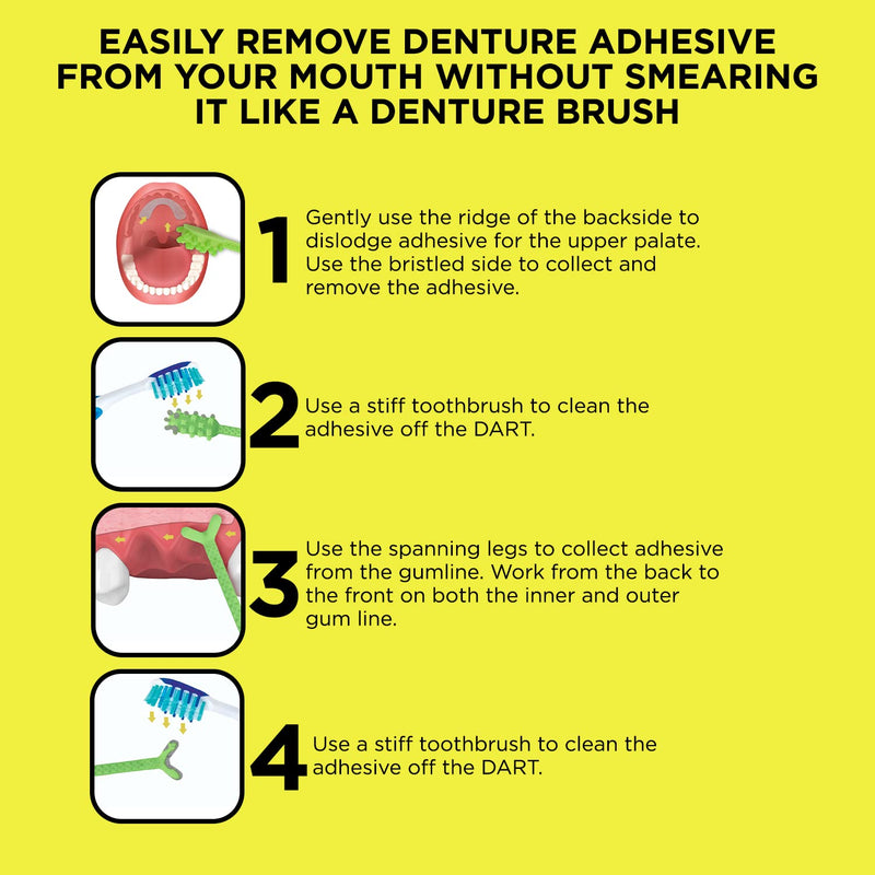 [Australia] - V2 Hard Plastic Denture Gel Adhesive Remover - Remove Denture Gel Adhesive from Mouth & Gums, Denture Glue Removal Tool, Oral Hygiene, Scraper w/Textured Grip and Rigid Bristles Blue 