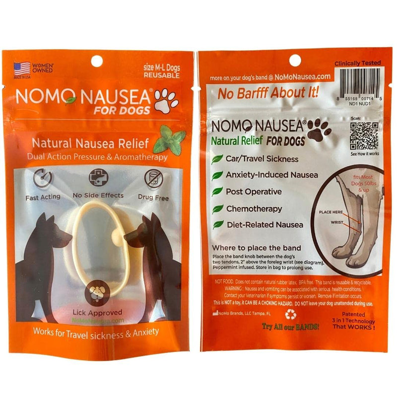 NOMO Peppermint Aromatherapy Motion Sickness Relief Bands for Dogs | Anti-Nausea Wristbands with Gentle Acupressure | 30-Second Nausea Relief Band | Medium to Large | Nude | Single Pack - PawsPlanet Australia