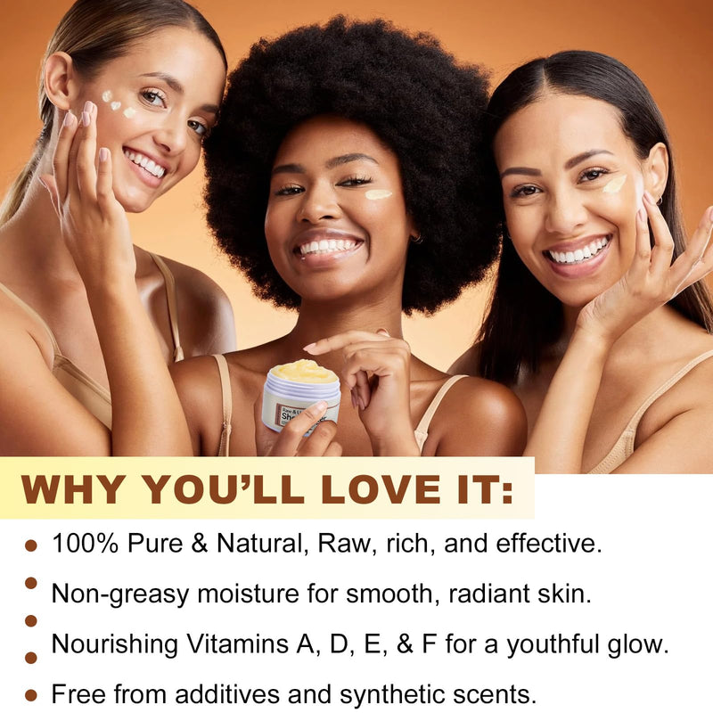 ISUNRISE Raw Unrefined Shea Butter 4.2oz, Natural Moisturizer for Skin & Hair, Rich in Vitamins A D E F, Antioxidant, Non-Greasy, Gentle on Skin