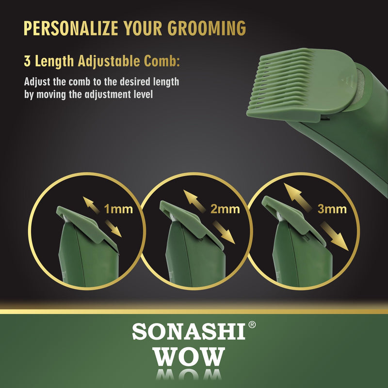 Electric Body Hair Trimmer - Groin Trimmer for Men - Bikini Trimmer Women - Wet/Dry Shaver Groomer, Rechargeable, Waterproof, Painless Hair Removal (Green) Green