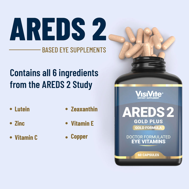 [Australia] - Doctor Formulated AREDS 2 Plus Eye Vitamins with Zeaxanthin Plus Lutein - Bilberry and Grape Seed Extract - Premium Eye Health Formula - 60 Eye Supplement Capsules of VisiVite Gold Plus 1 Pack - 60 Capsules 