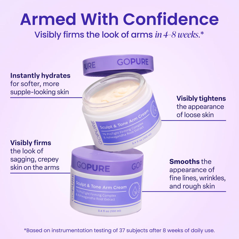 goPure Sculpt & Tone Arm Cream - Firming & Tightening Cream - Smooths, Lifts, Sculpts the Look Of Arms - ProTight Complex - Rice Protein, Shea Butter, Avocado - Clinically Tested - All Skin Types