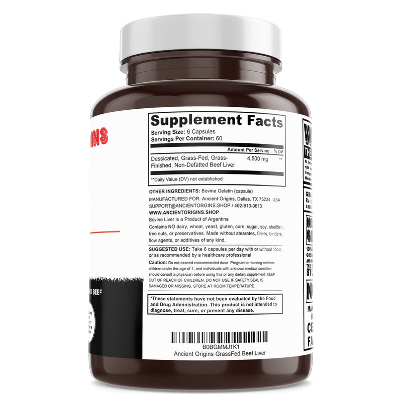 [Australia] - Grass Fed Beef Liver Capsules, Supports Energy Production, Cleansing, Digestion, Immunity and Full Body Wellness, Non GMO, Freeze Dried Liver Support Supplement, 360 Capsules 