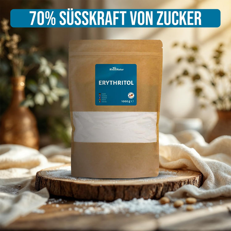 [Australia] - RheinNatur Erythritol 1 kg - sugar substitute without calories with 70% of the sweetening power of sugar - vegan, gluten-free and suitable for diabetics - 1000 g bag 1 kg (pack of 1) 