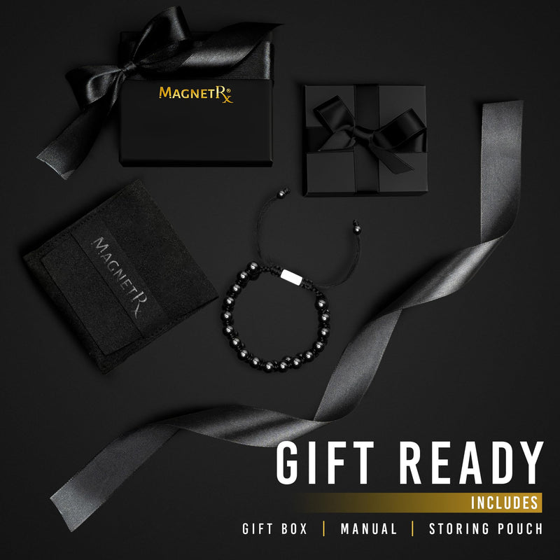 [Australia] - MagnetRX® Magnetic Hematite Bracelet – MAX Strength Magnetic Stones – Beaded Magnetic Bracelets for Men and Women (Double Strength 8mm) Black 