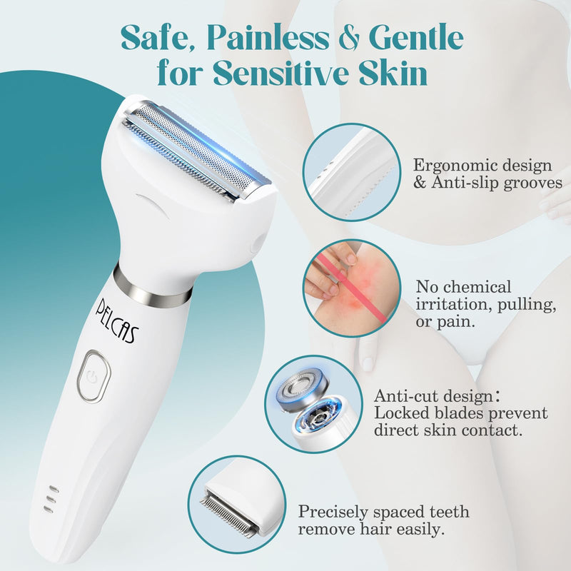 [Australia] - PELCAS Bikini Trimmer for Women Kit 6 in 1 Electric Shaver, Cordless Razors, Nose Hair Trimmer, Shaver for Women & Men Pubic Hair, Private Area, Legs, Face, Nose, Eyebrow, Body Hair Removal 