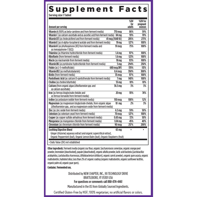 [Australia] - New Chapter Prenatal Vitamins, One Daily Prenatal Multivitamin Enhanced for Age 35+ with Methylfolate + Choline for Healthy Mom & Baby, Gluten Free & Non-GMO- 30 ct 30 Count (Pack of 1) 