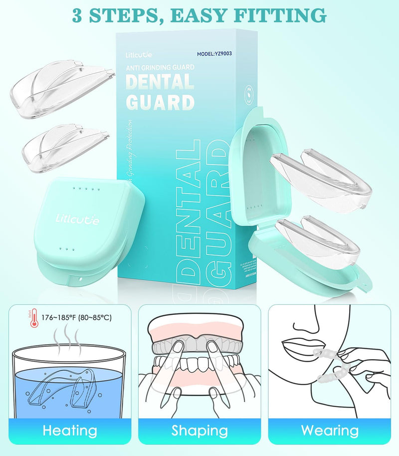 Mouth Guard for Grinding Teeth at Night,Night Guards for Teeth Grinding,Teeth Grinding Mouth Guard for Sleep,4 Pack/2 Size,Transparent Transparent