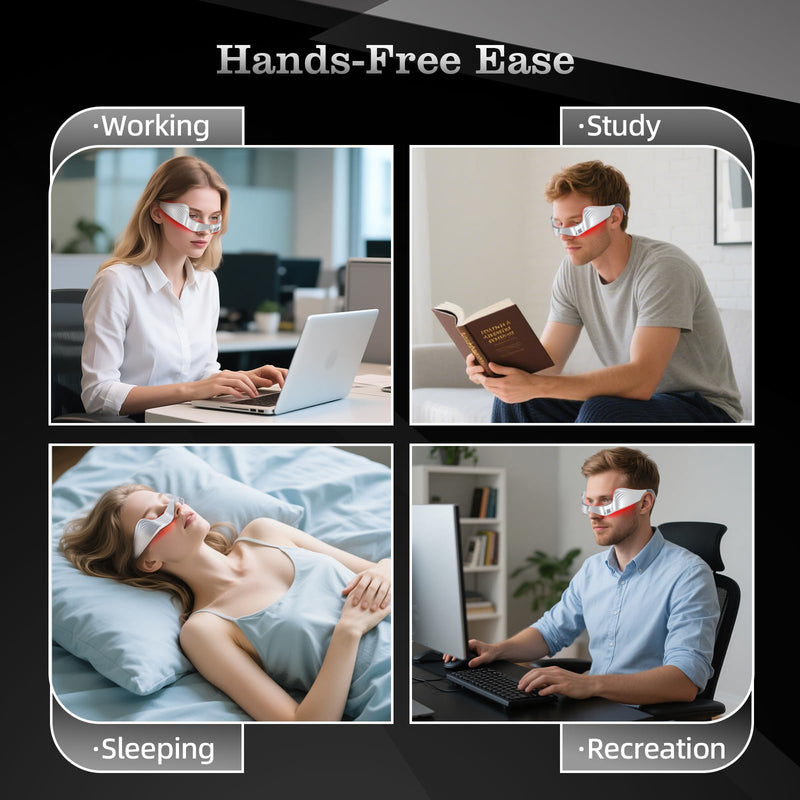 [Australia] - Under Eye Red Light Therapy Device, facial red light therapy for reducing dark circles and puffiness, smoothing fine lines, eye massager with glasses strap 