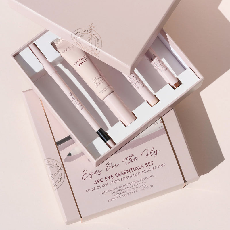[Australia] - Wander Beauty Eyes on the Fly - 4 Piece Beauty Gift Set - Includes Skyliner, Upgraded Lashes Thickening Mascara, & 2 Wandering Eyes Cream Eyeshadow Sticks - Cruelty Free Natural Beauty Gifts 