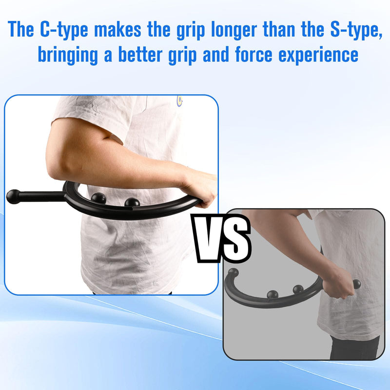 [Australia] - Trigger Point Massage Tool,Two Shapes Handheld Back and Neck Massager for Pain Relief,Muscle Release Tool Manual Massage Hook Back Neck Shoulder Massager Black - Gift for Women & Men 
