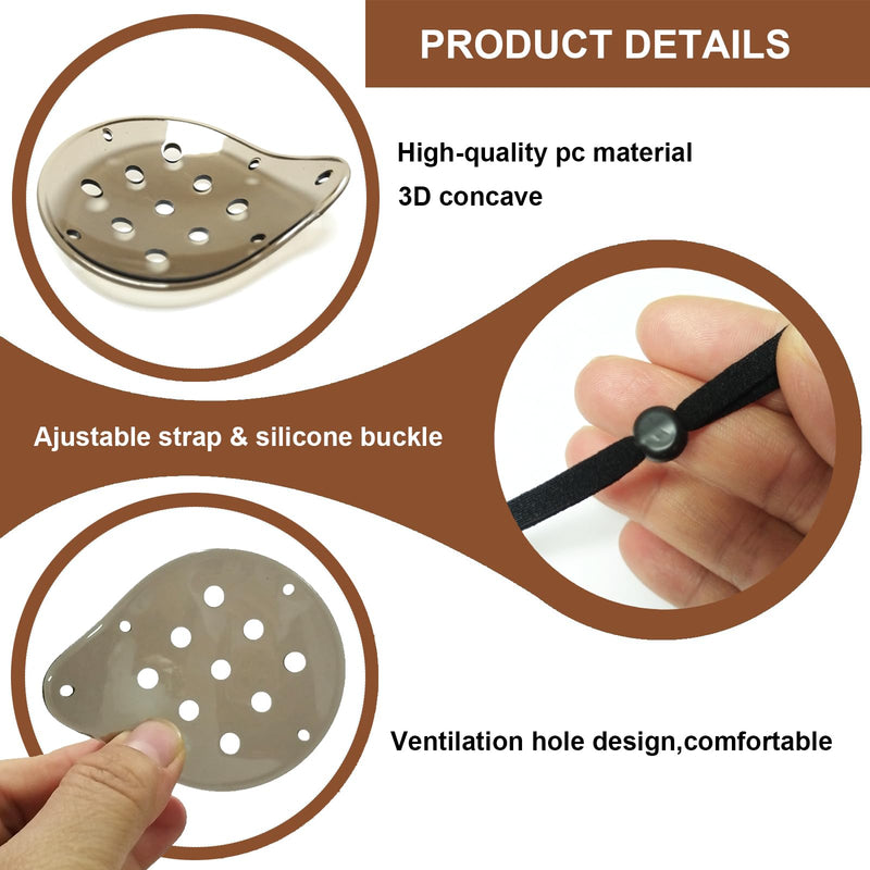 [Australia] - AMZVIO 2pcs Eye Shield After Cataract Surgery Dark Clear Eye Patch Plastic Guard with Black Elastic Strap for Adult Sleeping or Go Out,Reduce The Sensitivity of The Eyes to Light After Surgery(Brown) 