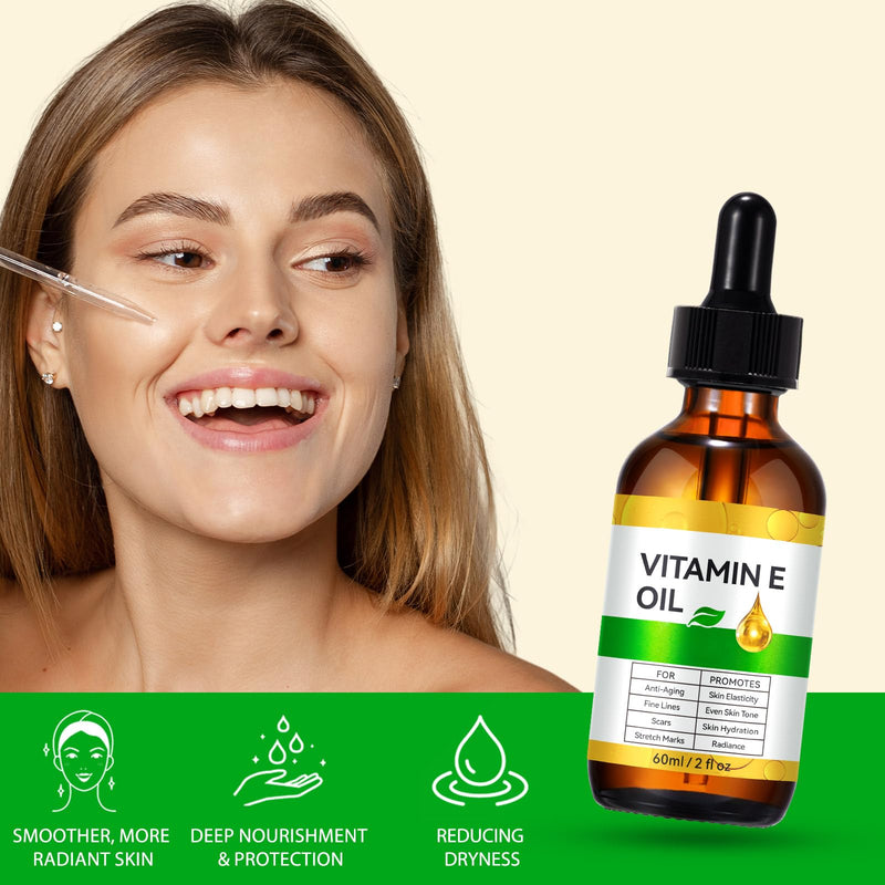 Vitamin E Oil for Face and Skin - Ultra Concentrated Pure Vitamin E Oil for Deep Moisturizing, Hair Care